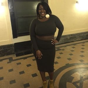 Express Cropped Sweater Skirt Set 